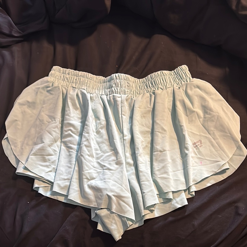 Women's Light Blue Ruffled Shorts